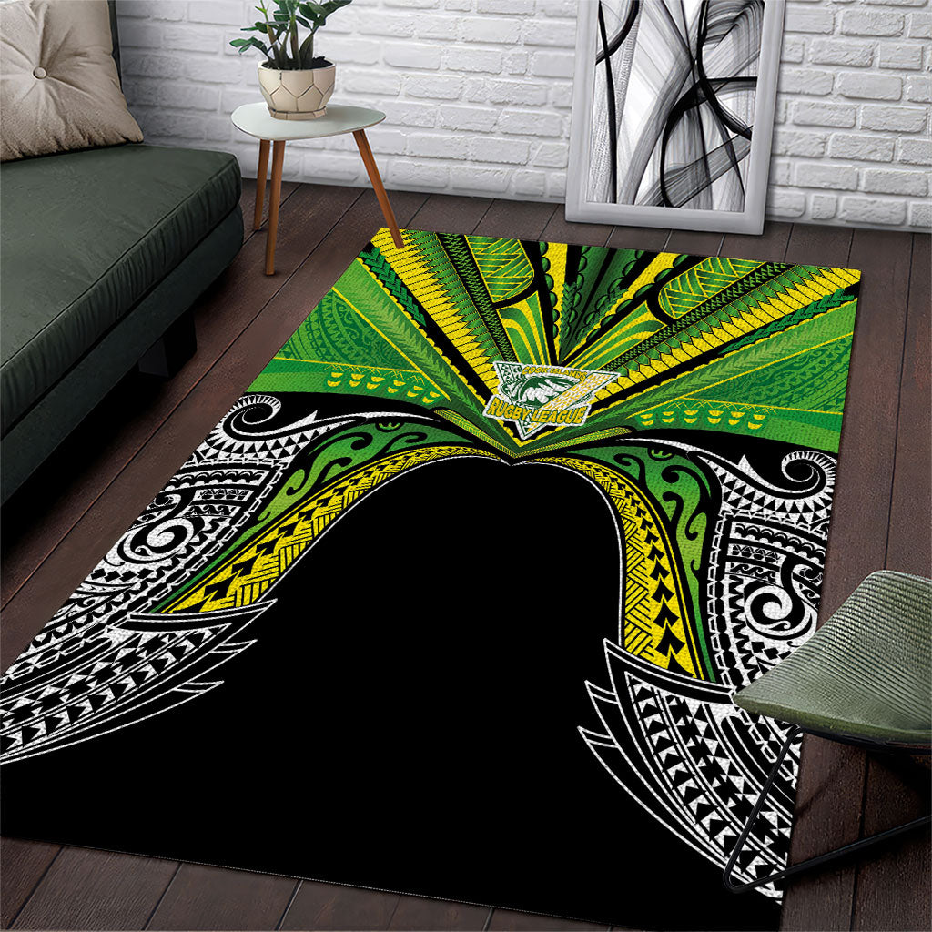 Cook Islands Rugby League Area Rug Polynesian and Tatau Tribal Art - Black Color LT03 Black - Polynesian Pride