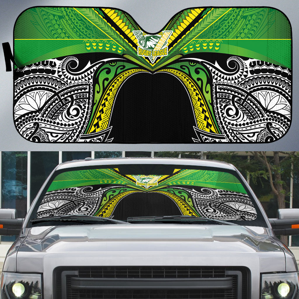 Cook Islands Rugby League Auto Sun Shade Polynesian and Tatau Tribal Art - Black Color LT03 Black - Polynesian Pride