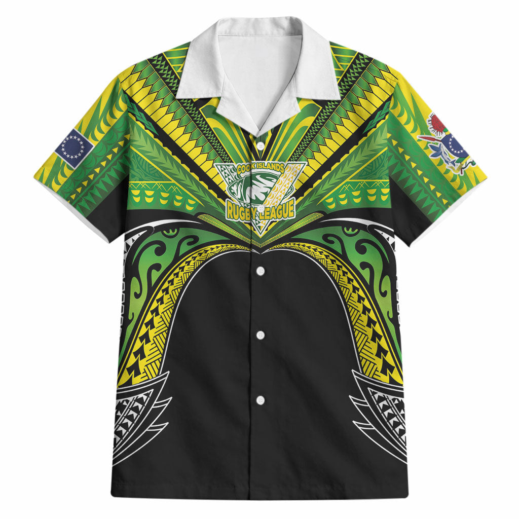 Cook Islands Rugby League Custom Hawaiian Shirt Polynesian and Tatau Tribal Art - Black Color LT03 Black - Polynesian Pride