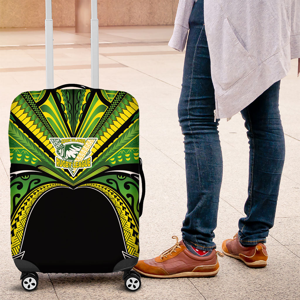Cook Islands Rugby League Luggage Cover Polynesian and Tatau Tribal Art - Black Color LT03 Black - Polynesian Pride
