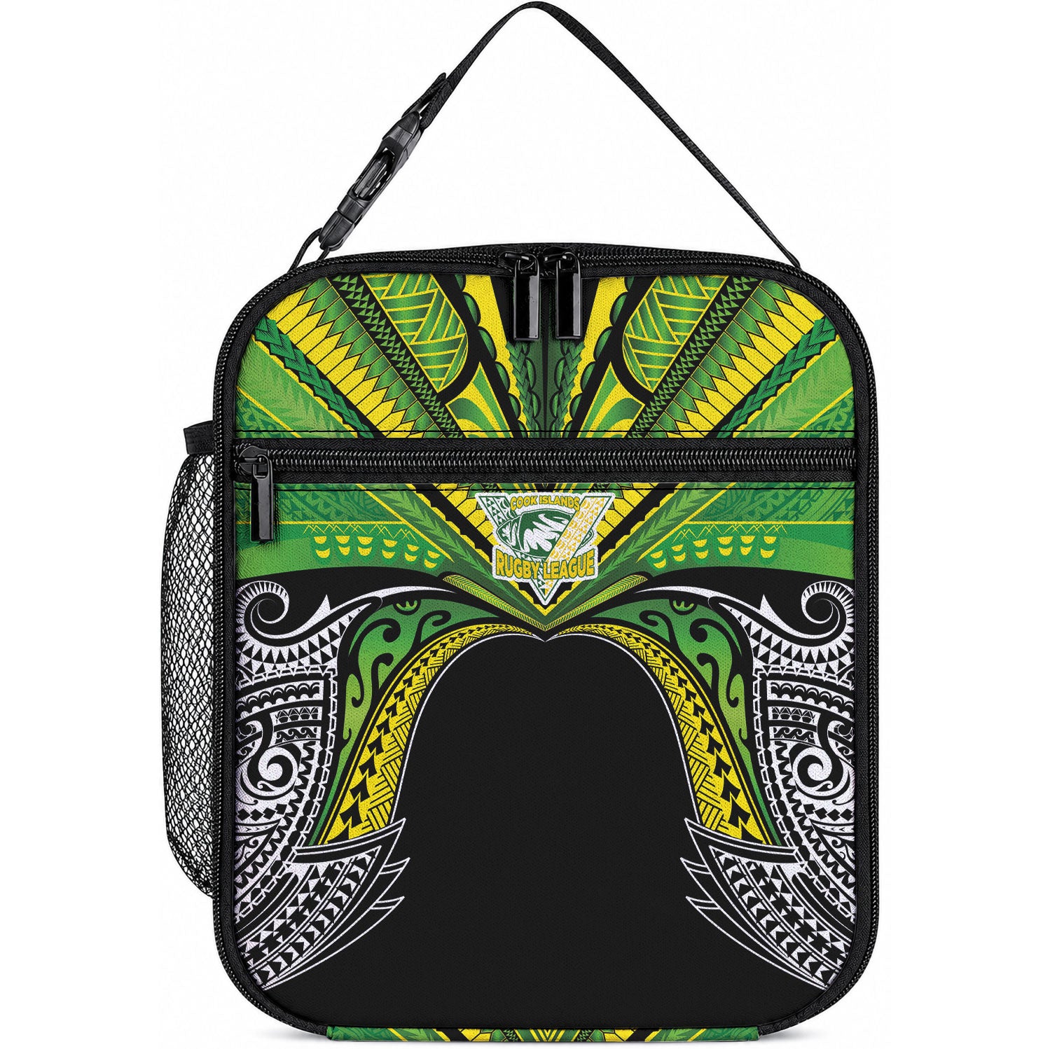 Cook Islands Rugby League Lunch Bag Polynesian and Tatau Tribal Art - Black Color LT03 10.2 × 8.3 × 4.3 inch Black - Polynesian Pride