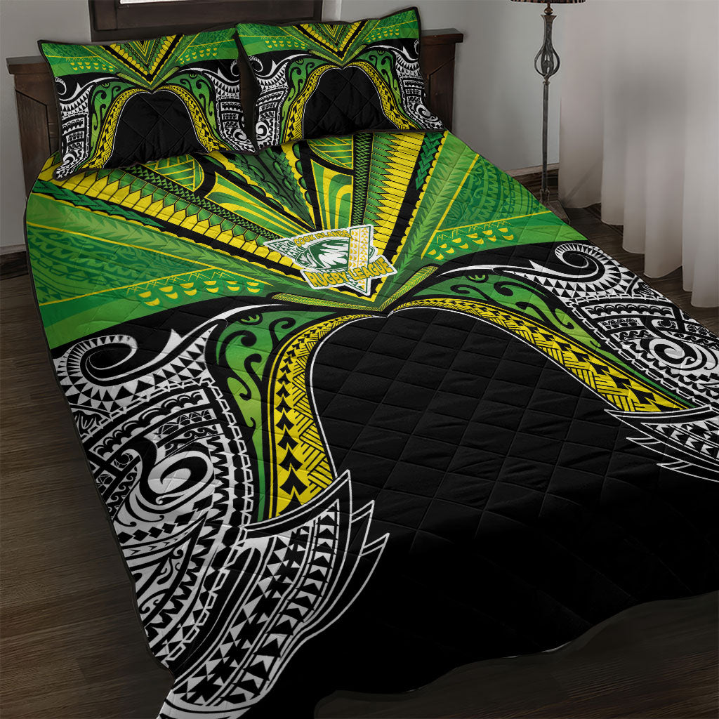 Cook Islands Rugby League Quilt Bed Set Polynesian and Tatau Tribal Art - Black Color LT03 Black - Polynesian Pride