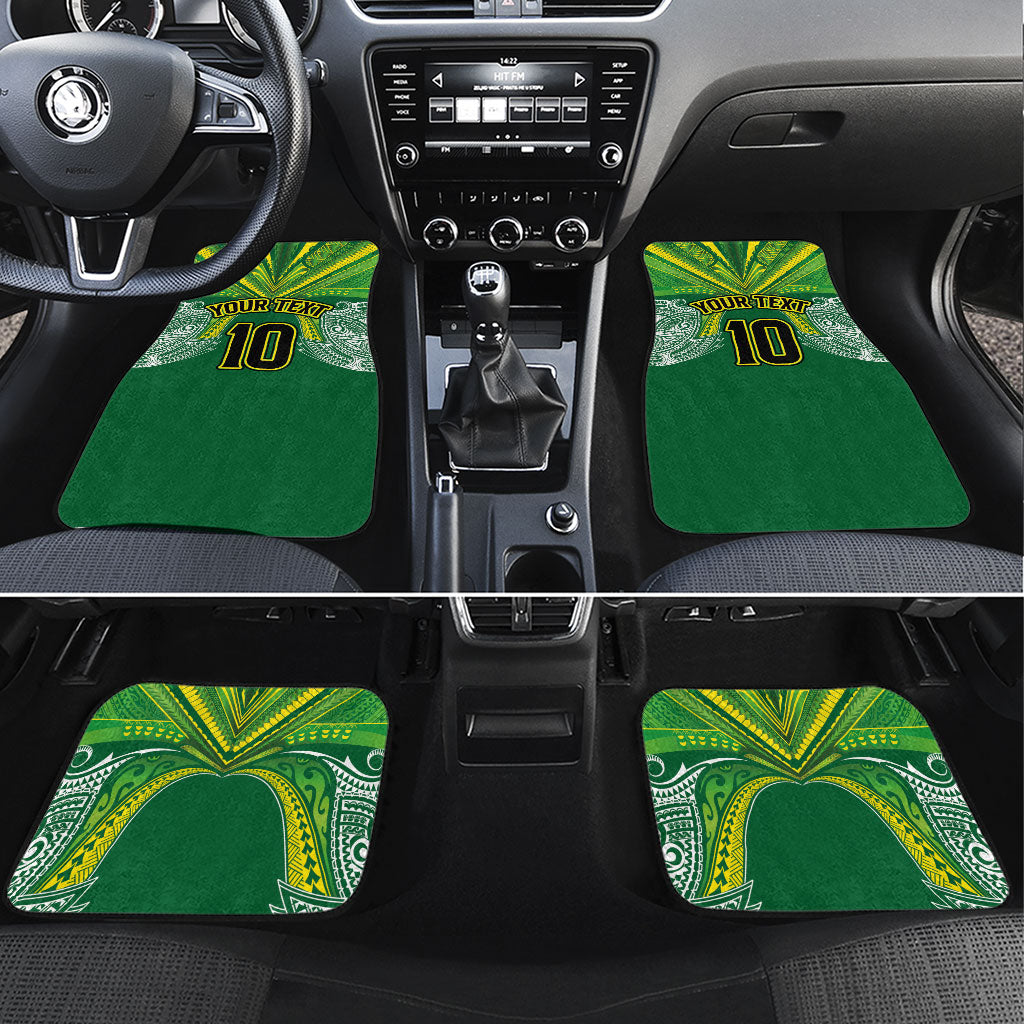 Cook Islands Rugby League Custom Car Mats Polynesian and Tatau Tribal Art - Green Color LT03 Set 4pcs Green - Polynesian Pride