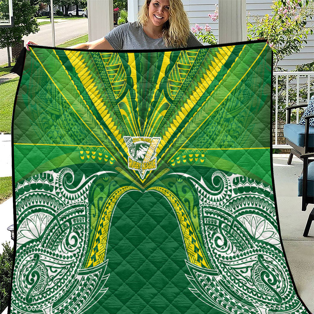 Cook Islands Rugby League Quilt Polynesian and Tatau Tribal Art - Green Color LT03 Green - Polynesian Pride