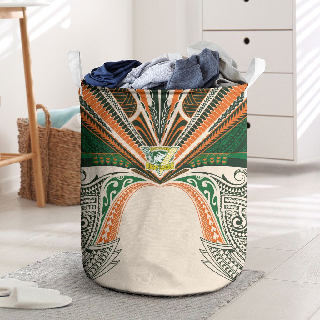 Cook Islands Rugby League Laundry Basket Polynesian and Tatau Tribal Art - Retro Palette LT03 Multicolor - Polynesian Pride