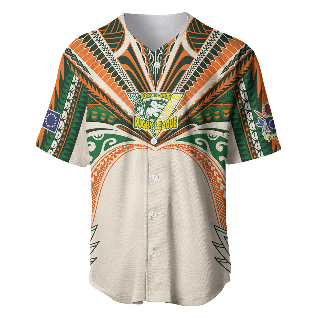 Cook Islands Rugby League Custom Baseball Jersey Polynesian and Tatau Tribal Art - Retro Palette LT03 Multicolor - Polynesian Pride