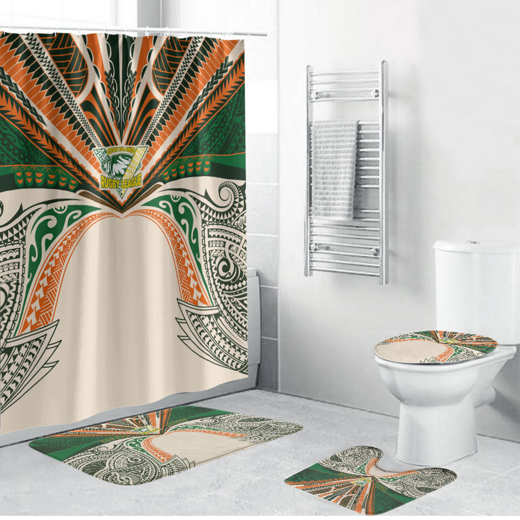 Cook Islands Rugby League Bathroom Set Polynesian and Tatau Tribal Art - Retro Palette LT03 Bathroom Set (4 pcs) Multicolor - Polynesian Pride
