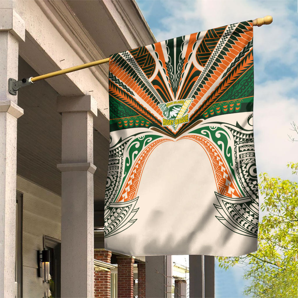 Cook Islands Rugby League Garden Flag Polynesian and Tatau Tribal Art - Retro Palette LT03 House Flag Multicolor - Polynesian Pride