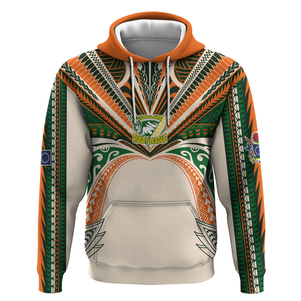 Cook Islands Rugby League Custom Hoodie Polynesian and Tatau Tribal Art - Retro Palette LT03 Pullover Hoodie Multicolor - Polynesian Pride