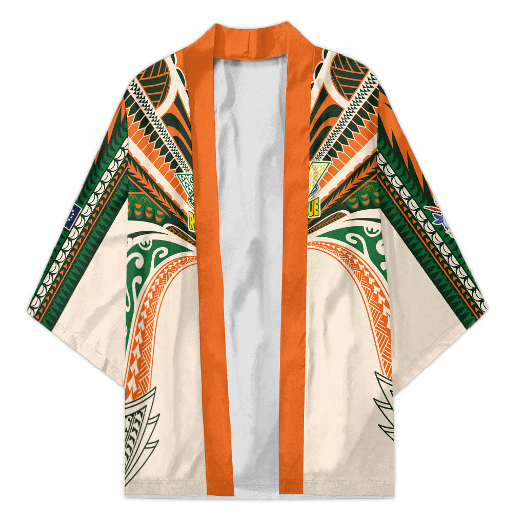 Cook Islands Rugby League Custom Kimono Polynesian and Tatau Tribal Art - Retro Palette LT03 Unisex Multicolor - Polynesian Pride