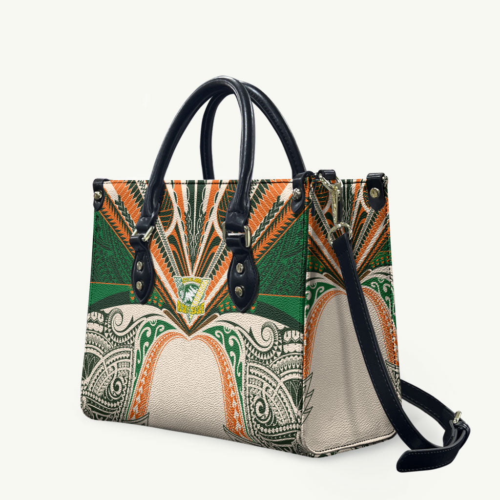 Cook Islands Rugby League Leather Bag Polynesian and Tatau Tribal Art - Retro Palette LT03 Multicolor - Polynesian Pride