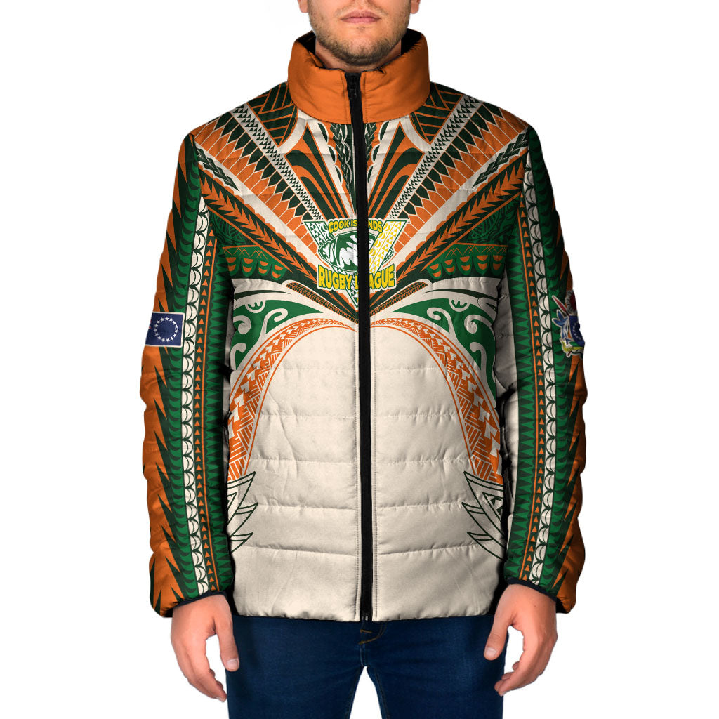 Cook Islands Rugby League Custom Padded Jacket Polynesian and Tatau Tribal Art - Retro Palette LT03 Men Multicolor - Polynesian Pride