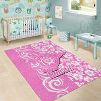 Hawaii Kauai Island Area Rug Hibiscus Pattern Seamless Tribal Simple Pink LT03 - Polynesian Pride