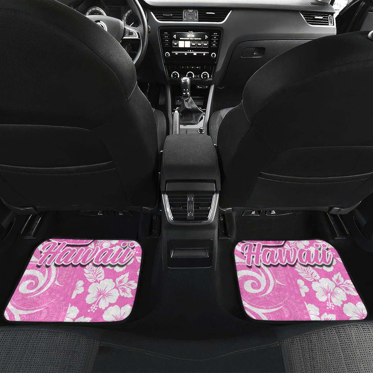 Hawaii Kauai Island Car Mats Hibiscus Pattern Seamless Tribal Simple Pink LT03 - Polynesian Pride