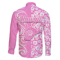 Hawaii Kauai Island Family Matching Off Shoulder Maxi Dress and Hawaiian Shirt Hibiscus Pattern Seamless Tribal Simple Pink LT03 - Polynesian Pride