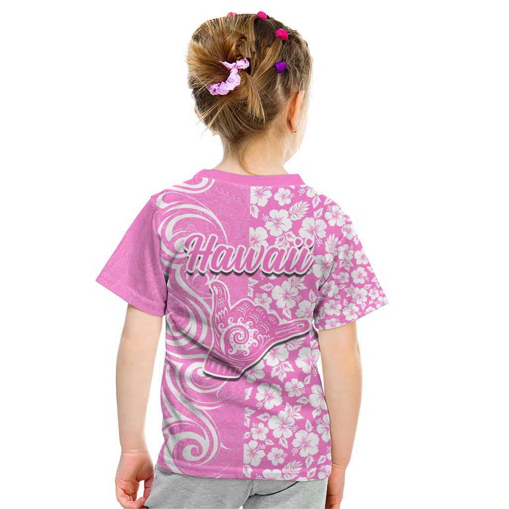Hawaii Kauai Island Kid T Shirt Hibiscus Pattern Seamless Tribal Simple Pink LT03 - Polynesian Pride