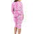 Hawaii Kauai Island Long Sleeve Bodycon Dress Hibiscus Pattern Seamless Tribal Simple Pink LT03 - Polynesian Pride