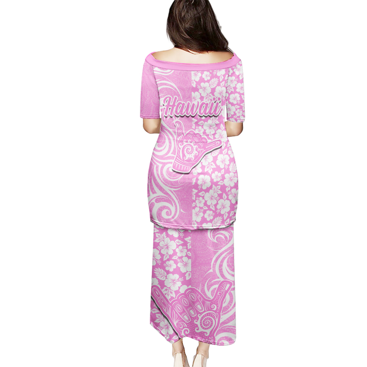 Hawaii Kauai Island Puletasi Hibiscus Pattern Seamless Tribal Simple Pink LT03 - Polynesian Pride