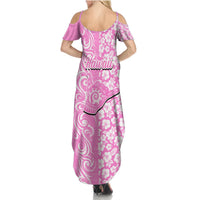 Hawaii Kauai Island Summer Maxi Dress Hibiscus Pattern Seamless Tribal Simple Pink LT03 - Polynesian Pride