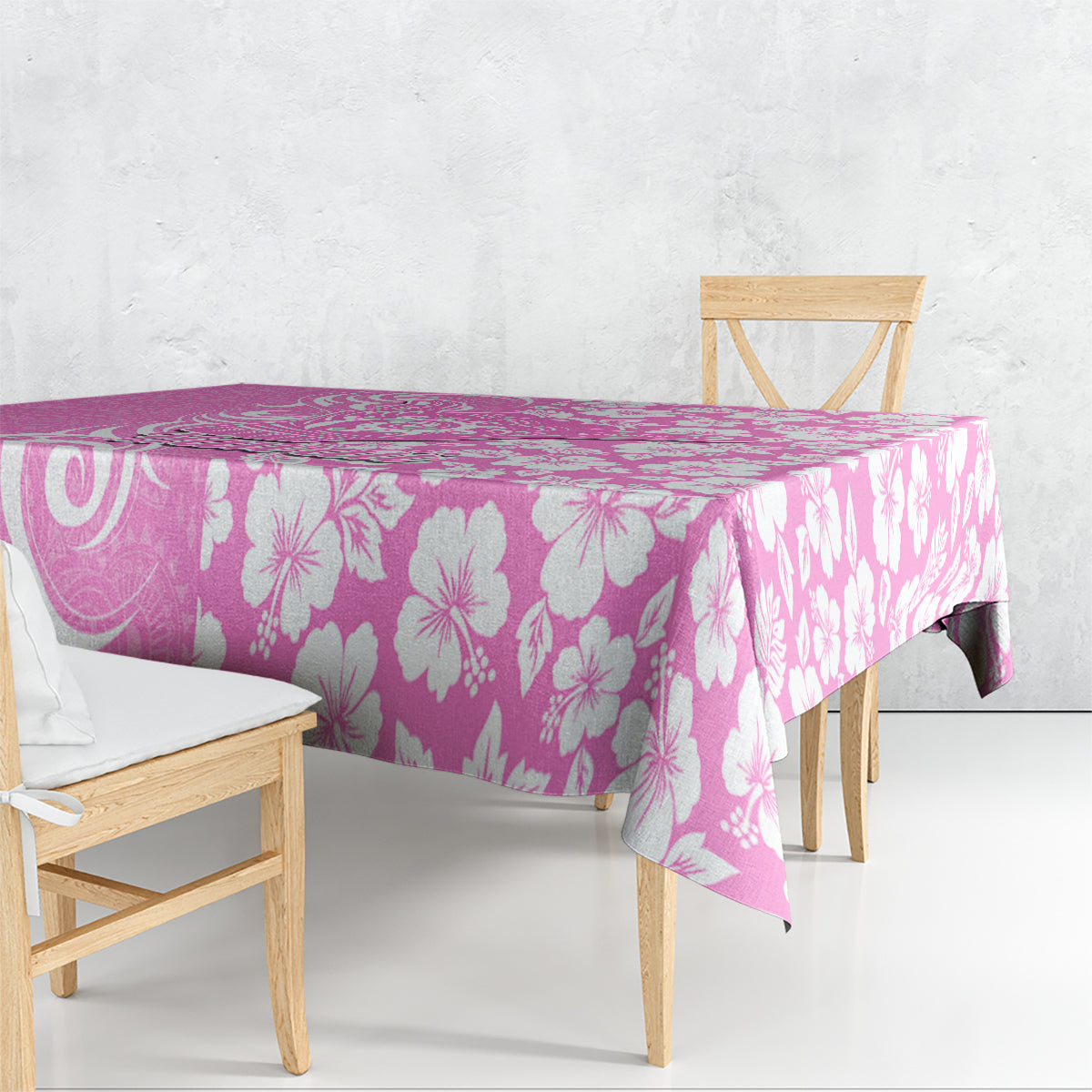 Hawaii Kauai Island Tablecloth Hibiscus Pattern Seamless Tribal Simple Pink LT03 - Polynesian Pride