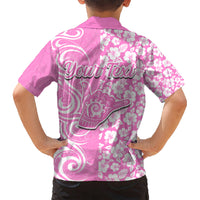 Custom Hawaii Kauai Island Kid Hawaiian Shirt Hibiscus Pattern Seamless Tribal Simple Pink LT03 - Polynesian Pride