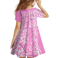 Custom Hawaii Kauai Island Kid Short Sleeve Dress Hibiscus Pattern Seamless Tribal Simple Pink LT03 - Polynesian Pride