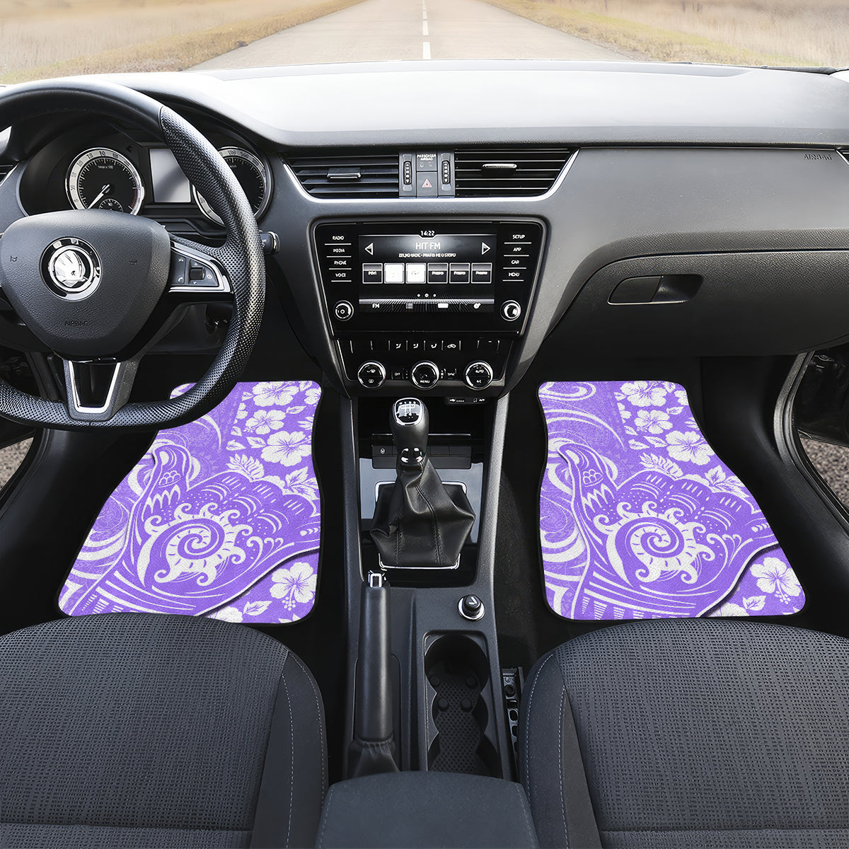 Hawaii Kauai Island Car Mats Hibiscus Pattern Seamless Tribal Simple Purple LT03 - Polynesian Pride