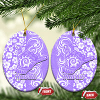 Hawaii Kauai Island Ceramic Ornament Hibiscus Pattern Seamless Tribal Simple Purple LT03 - Polynesian Pride