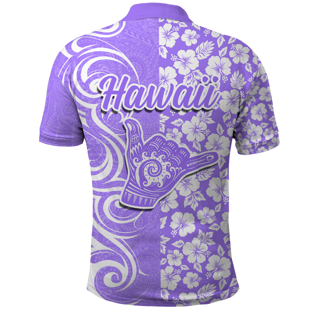 Hawaii Kauai Island Polo Shirt Hibiscus Pattern Seamless Tribal Simple Purple LT03 - Polynesian Pride