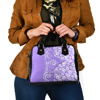 Hawaii Kauai Island Shoulder Handbag Hibiscus Pattern Seamless Tribal Simple Purple LT03 - Polynesian Pride