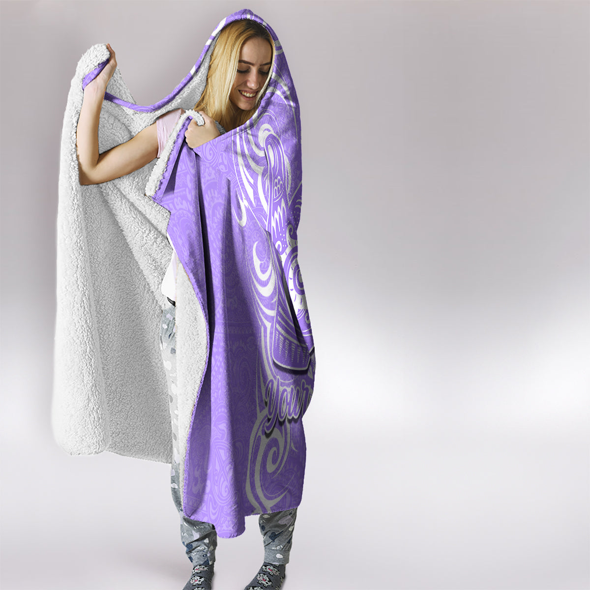 Custom Hawaii Kauai Island Hooded Blanket Hibiscus Pattern Seamless Tribal Simple Purple LT03 - Polynesian Pride