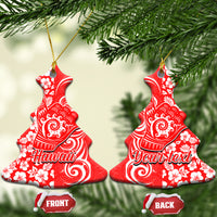Custom Hawaii Kauai Island Ceramic Ornament Hibiscus Pattern Seamless Tribal Simple Red LT03 - Polynesian Pride
