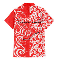 Custom Hawaii Kauai Island Family Matching Mermaid Dress and Hawaiian Shirt Hibiscus Pattern Seamless Tribal Simple Red LT03 - Polynesian Pride