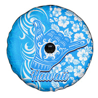 Hawaii Kauai Island Spare Tire Cover Hibiscus Pattern Seamless Tribal Simple Blue LT03 - Polynesian Pride
