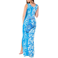 Hawaii Kauai Island Tank Maxi Dress Hibiscus Pattern Seamless Tribal Simple Blue LT03 - Polynesian Pride