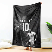 Custom Fiji Rugby Pacific Champions 2024 Blanket Anniversary 7 Titles - Fijians Rugby and Tapa Hibiscus Black Art LT03 - Polynesian Pride