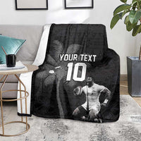 Custom Fiji Rugby Pacific Champions 2024 Blanket Anniversary 7 Titles - Fijians Rugby and Tapa Hibiscus Black Art LT03 - Polynesian Pride
