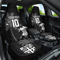 Custom Fiji Rugby Pacific Champions 2024 Car Seat Cover Anniversary 7 Titles - Fijians Rugby and Tapa Hibiscus Black Art LT03 One Size Black - Polynesian Pride