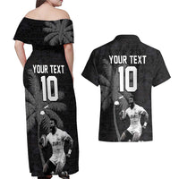 Custom Fiji Rugby Pacific Champions 2024 Couples Matching Off Shoulder Maxi Dress and Hawaiian Shirt Anniversary 7 Titles - Fijians Rugby and Tapa Hibiscus Black Art LT03 - Polynesian Pride