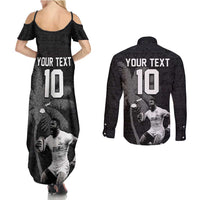 Custom Fiji Rugby Pacific Champions 2024 Couples Matching Summer Maxi Dress and Long Sleeve Button Shirt Anniversary 7 Titles - Fijians Rugby and Tapa Hibiscus Black Art LT03 - Polynesian Pride