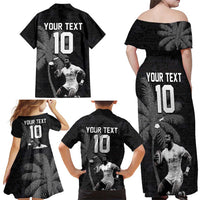 Custom Fiji Rugby Pacific Champions 2024 Family Matching Off Shoulder Maxi Dress and Hawaiian Shirt Anniversary 7 Titles - Fijians Rugby and Tapa Hibiscus Black Art LT03 - Polynesian Pride