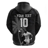 Custom Fiji Rugby Pacific Champions 2024 Hoodie Anniversary 7 Titles - Fijians Rugby and Tapa Hibiscus Black Art LT03 - Polynesian Pride