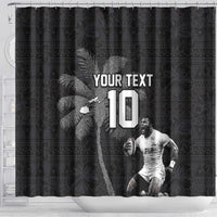 Custom Fiji Rugby Pacific Champions 2024 Shower Curtain Anniversary 7 Titles - Fijians Rugby and Tapa Hibiscus Black Art LT03 - Polynesian Pride
