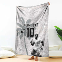 Custom Fiji Rugby Pacific Champions 2024 Blanket Anniversary 7 Titles - Fijians Rugby and Tapa Hibiscus White Art LT03 - Polynesian Pride