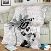 Custom Fiji Rugby Pacific Champions 2024 Blanket Anniversary 7 Titles - Fijians Rugby and Tapa Hibiscus White Art LT03 - Polynesian Pride