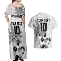 Custom Fiji Rugby Pacific Champions 2024 Couples Matching Off Shoulder Maxi Dress and Hawaiian Shirt Anniversary 7 Titles - Fijians Rugby and Tapa Hibiscus White Art LT03 - Polynesian Pride