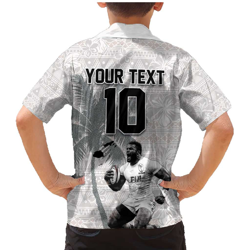 Custom Fiji Rugby Pacific Champions 2024 Family Matching Mermaid Dress and Hawaiian Shirt Anniversary 7 Titles - Fijians Rugby and Tapa Hibiscus White Art LT03 - Polynesian Pride