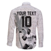 Custom Fiji Rugby Pacific Champions 2024 Family Matching Off The Shoulder Long Sleeve Dress and Hawaiian Shirt Anniversary 7 Titles - Fijians Rugby and Tapa Hibiscus White Art LT03 - Polynesian Pride