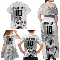 Custom Fiji Rugby Pacific Champions 2024 Family Matching Off Shoulder Maxi Dress and Hawaiian Shirt Anniversary 7 Titles - Fijians Rugby and Tapa Hibiscus White Art LT03 - Polynesian Pride