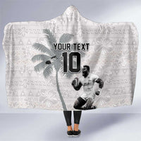 Custom Fiji Rugby Pacific Champions 2024 Hooded Blanket Anniversary 7 Titles - Fijians Rugby and Tapa Hibiscus White Art LT03 One Size White - Polynesian Pride